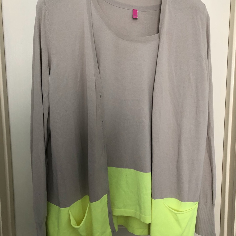Basler Lime and Grey Sweater Ensemble